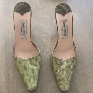 Jimmy Choo heel mules. Croc lime green 39. EUC